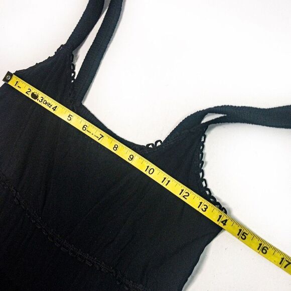 VTG Moda Brasil Black Smocked Sundress Hand Painted Made in Brazil Sz M - Picture 9 of 11